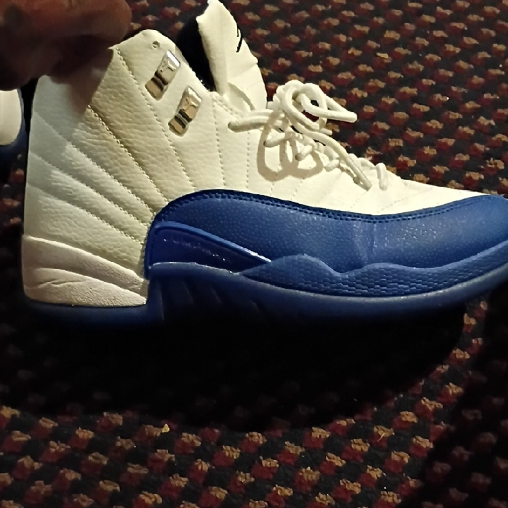 Men's White and Blue High-Top Sneakers